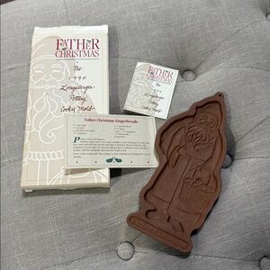Longaberger 1990 Vintage Father Christmas Limited Addition Cookie Mold with Box